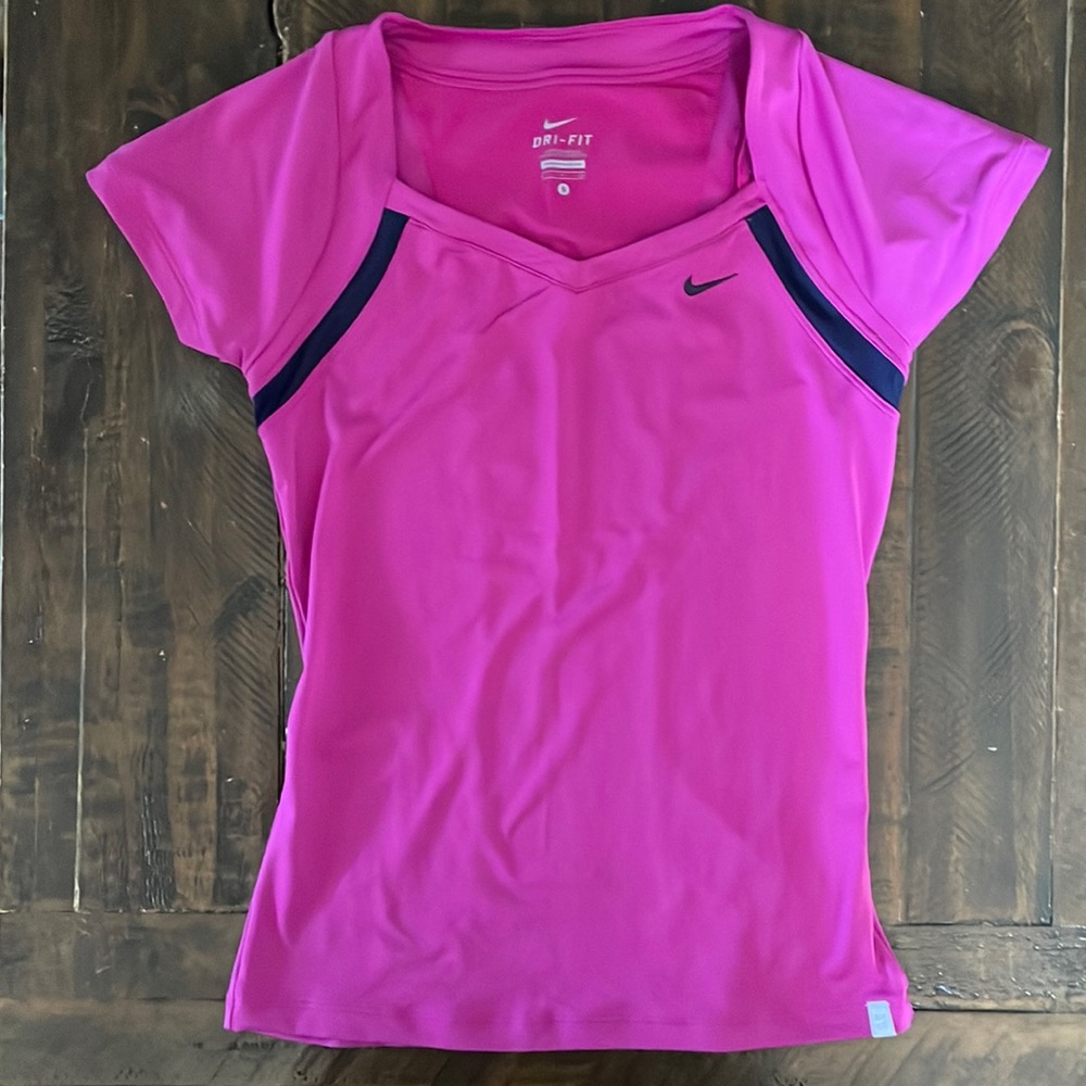 NIKE Tennis Dri-Fit top purple & dark navy S EUC